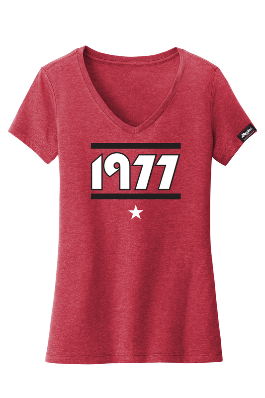 Almanac Heather Red 1977 Portland Women's V-Neck Tee